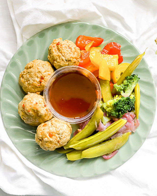 Meal - General Tsao Style Pork Balls Over Mixed Veggies (low carb)