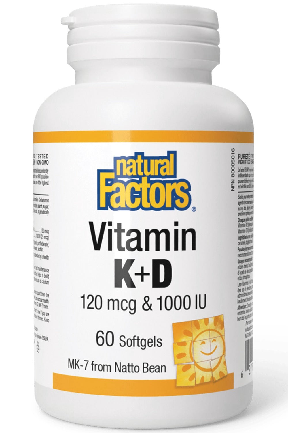 NATURAL FACTORS Vitamin K & D (120 mcg / 1,000 IU - 120 sgels)