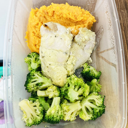 Meal - Honey Mustard Chicken with Sweet Potato Mash & Veg *min order of 2*