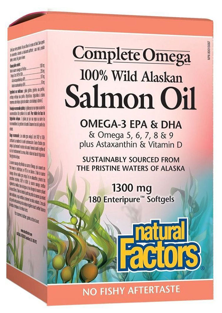 NATURAL FACTORS Wild Alaskan Salmon Oil (1300 mg - 180 sgels)