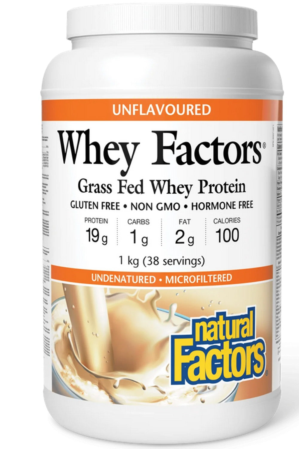NATURAL FACTORS Grass Fed Whey Protein (Unflavoured - 38 Servings)